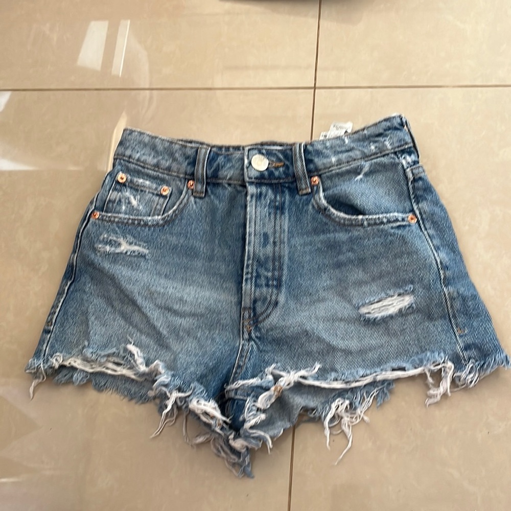 Zara High Rise Denim Shorts Size 0